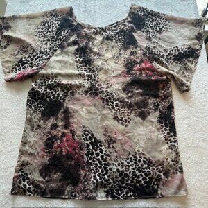 Halogen Brown, Black and Pink Abstract Leopard Print Swimsuit Coverup- Size M
